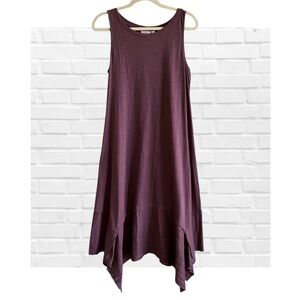 Logo Asymmetrical Tiered Sundress Purple Plum Sleeveless Lagenlook Maxi Medium